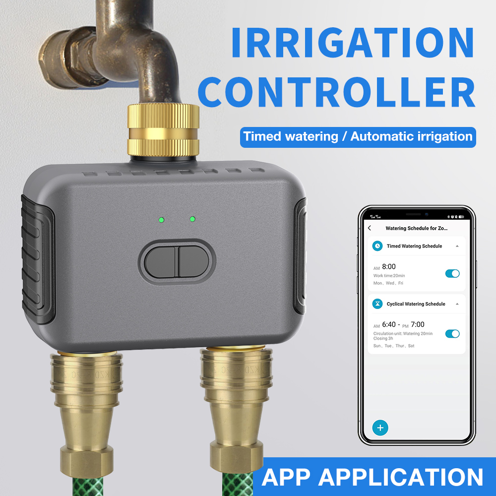 Smart Gardening - Tuya 2-zone besproeiingstimer Tuin Automatische irrigatiecontroller